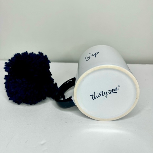 Thirty-One Hello Happy Sip Coffee Mug with pom pom - Picture 5 of 5
